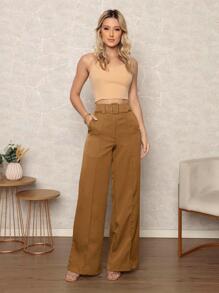Women Pants - 棕色 - 查看 1