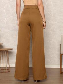 Women Pants - 棕色 - 查看 2