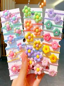 30pcs/pack Colorful Flower Hair Ties - Multicolor - View 1
