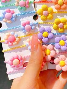 30pcs/pack Colorful Flower Hair Ties - Multicolor - View 3