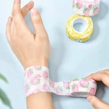 4入手寫畫畫膠帶手指套和自粘繃帶,適用於運動防摩擦、防腳皰症,舒適透氣無紡布自粘繃帶,從事運動避免受傷和寵物綁帶,0.98英寸/2.5厘米