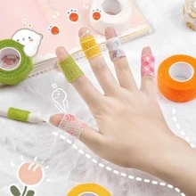 4入手寫畫畫膠帶手指套和自粘繃帶,適用於運動防摩擦、防腳皰症,舒適透氣無紡布自粘繃帶,從事運動避免受傷和寵物綁帶,0.98英寸/2.5厘米