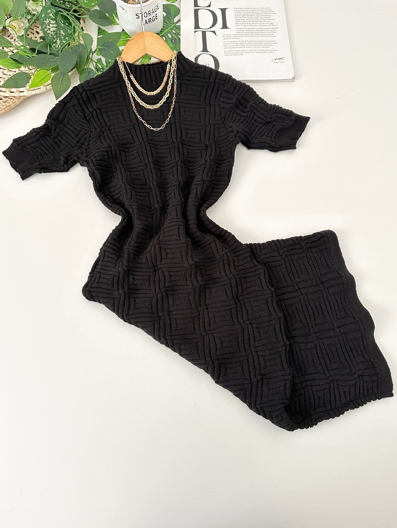 Women Sweater Dresses - màu đen - Xem 1