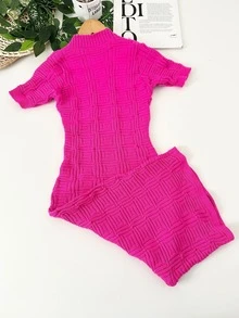 Women Sweater Dresses - 玫紅色 - 查看 2