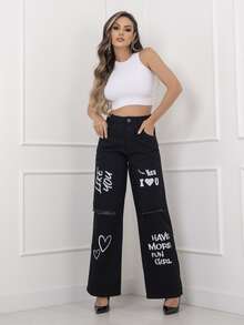 Women Jeans - 黑色 - 查看 5