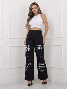 Women Jeans - 黑色 - 查看 6