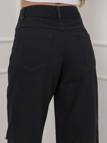 Women Jeans - 黑色 - 查看 4