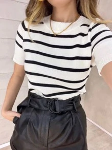 Women Knit Tops - White - View 2