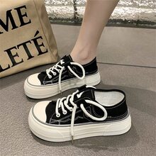 Women's Canvas Shoes, Casual Running Shoes, Student Shoes - Black - View 2