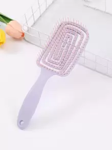 1 件女士粉色长柄镂空梳，极具吸引力的发型设计工具，适用于干湿发质，防止静电，带有骨头图案，适合蓬松秀发粉色配饰 - 紫色 - 查看 1