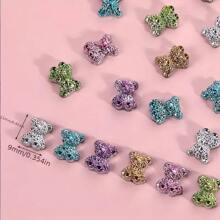 50 Piezas De Pequeños Accesorios De Arte Para Uñas Con Un Diseño En 3d De Ositos De Peluche, Brillosos Y Adorables Para Uñas De Gel O Acrílicas Con Incrustaciones De Diamantes De Imitación - Multicolor - Ver 3