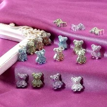 50 Piezas De Pequeños Accesorios De Arte Para Uñas Con Un Diseño En 3d De Ositos De Peluche, Brillosos Y Adorables Para Uñas De Gel O Acrílicas Con Incrustaciones De Diamantes De Imitación - Multicolor - Ver 4