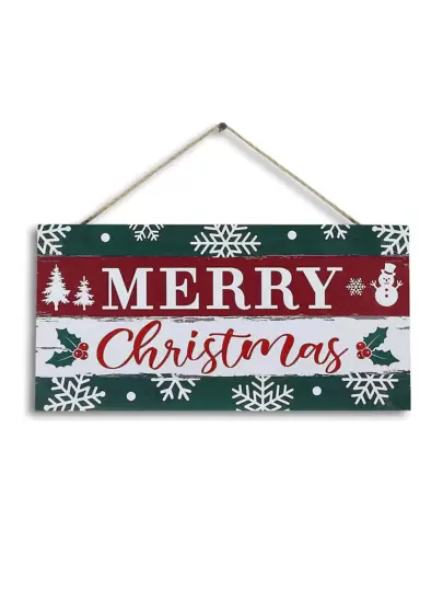 1 件圣诞快乐木质标牌，花朵木牌挂墙艺术，欢迎标牌，适用于门上家居装饰，圣诞节