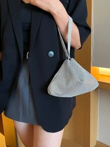 水鑽裝飾晚會包,金屬亮絲手拿包適合派對,女性優雅錢包適合婚禮