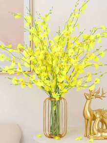 1pc 18cm Electroplated Gold Iron Art Flower Vase With Glass Tube Rama Decoration Rama Gifts Birthday Graduation E-I-D Home Decor Room Decor Glass Vase - Gold - View 2