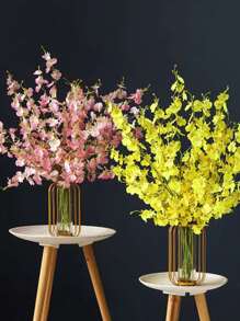 1pc 18cm Electroplated Gold Iron Art Flower Vase With Glass Tube Rama Decoration Rama Gifts Birthday Graduation E-I-D Home Decor Room Decor Glass Vase - Gold - View 5