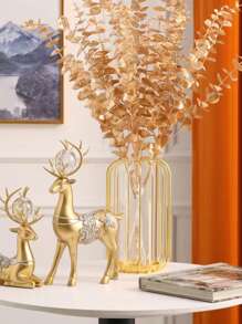 1pc 18cm Electroplated Gold Iron Art Flower Vase With Glass Tube Rama Decoration Rama Gifts Birthday Graduation E-I-D Home Decor Room Decor Glass Vase - Gold - View 1