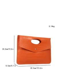 Fashionable Crocodile Pattern Clutch Bag With Large Capacity, Simple & Stylish Women's Purse For Phone And Small Items - Orange - View 8