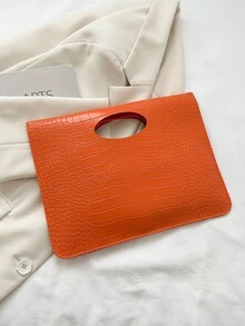 Fashionable Crocodile Pattern Clutch Bag With Large Capacity, Simple & Stylish Women's Purse For Phone And Small Items - Orange - View 6