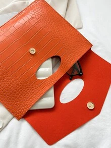 Fashionable Crocodile Pattern Clutch Bag With Large Capacity, Simple & Stylish Women's Purse For Phone And Small Items - Orange - View 7