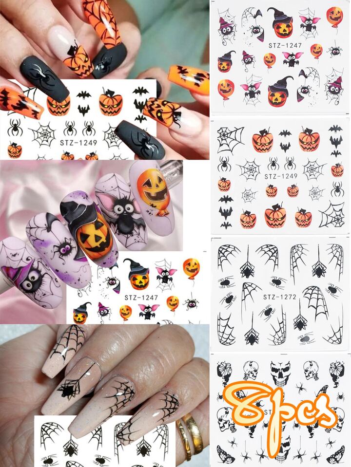 PHOGARY 60 Fogli Adesivi Unghie Decalcomania Trasferimento Dell'acqua, 3D Nail Stickers Floreali - Foto 8