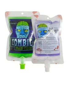 5pcs 250ml Spooky Plastic Zipper Bags With Skul Pattern, Suitable For Beverage Storage And Drinking Wedding Party Gift Bags - Multicolor - View 8