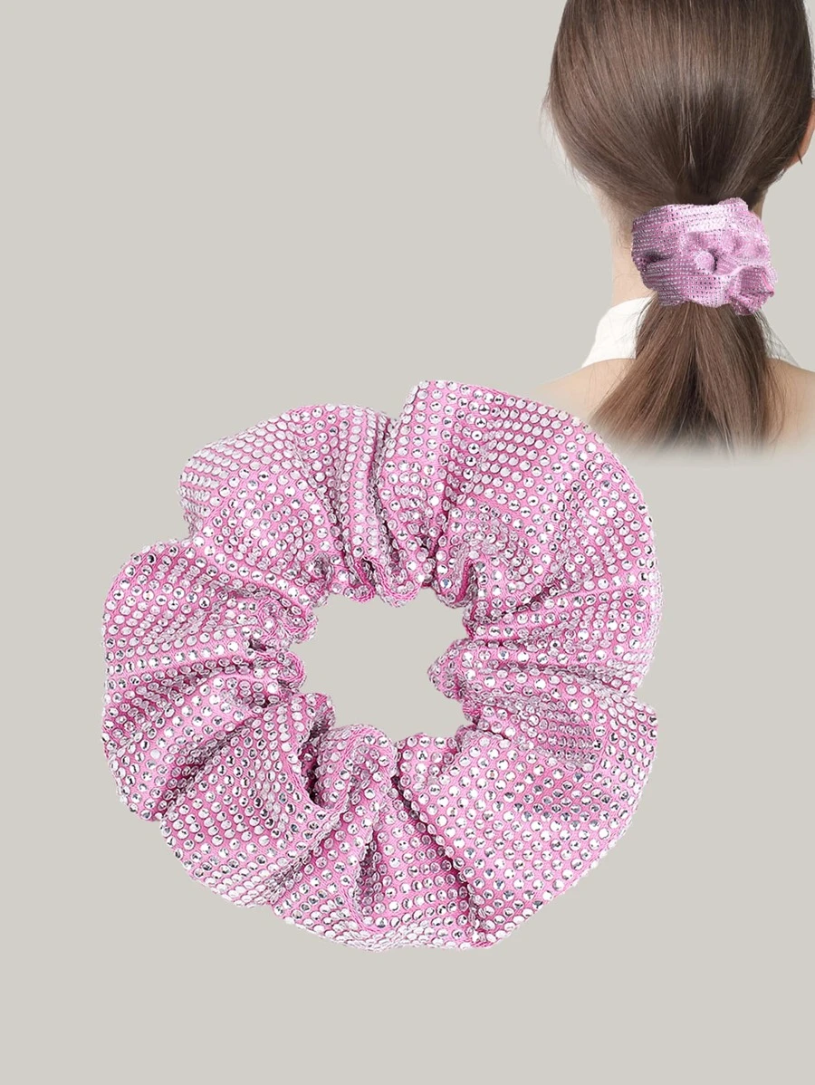 1pc Pink Bowknot Hairband Full Of Rhinestones - Pink - View 1