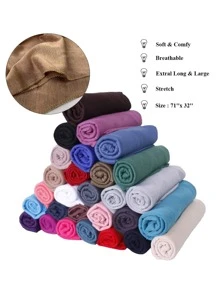 1 chiếc khăn trùm đầu màu đen dành cho nữ, khăn trùm đầu dài co giãn, nhẹ, thoáng khí, màu trơn, thích hợp cho mùa hè, khăn trùm đầu phong cách thành thị. - màu đen - Xem 5