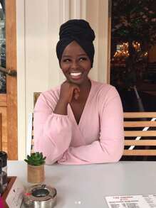 1 chiếc khăn trùm đầu màu đen dành cho nữ, khăn trùm đầu dài co giãn, nhẹ, thoáng khí, màu trơn, thích hợp cho mùa hè, khăn trùm đầu phong cách thành thị. - màu đen - Xem 7