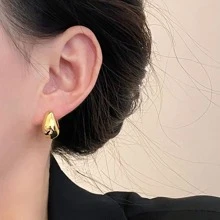 1 đôi Thanh lịch Hình thuẫn Hình dạng Xu hướng: Cắt giảm Giọt nước mắt Hoa tai In Vàng - Vàng - Xem 2