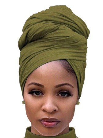 Headband For Women With Natural Hair, Soft Elastic Edge Scarf Braid Headwrap In Green Classic Turban