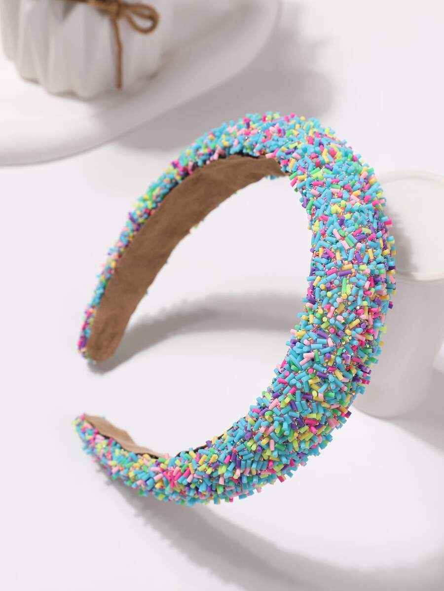 1pc Girl's Fashionable Ice Cream & Cake Color Matching Wide Headband For Middle & Big Kids - Multicolor - View 1