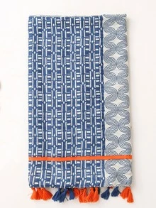 1 pieza Pañuelo estampado, Chal de seda de moda, Envoltorio protector solar - Azul - Ver 3