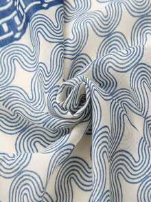 1 pieza Pañuelo estampado, Chal de seda de moda, Envoltorio protector solar - Azul - Ver 8