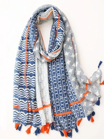 1 pieza Pañuelo estampado, Chal de seda de moda, Envoltorio protector solar