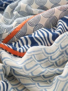 1 pieza Pañuelo estampado, Chal de seda de moda, Envoltorio protector solar - Azul - Ver 7