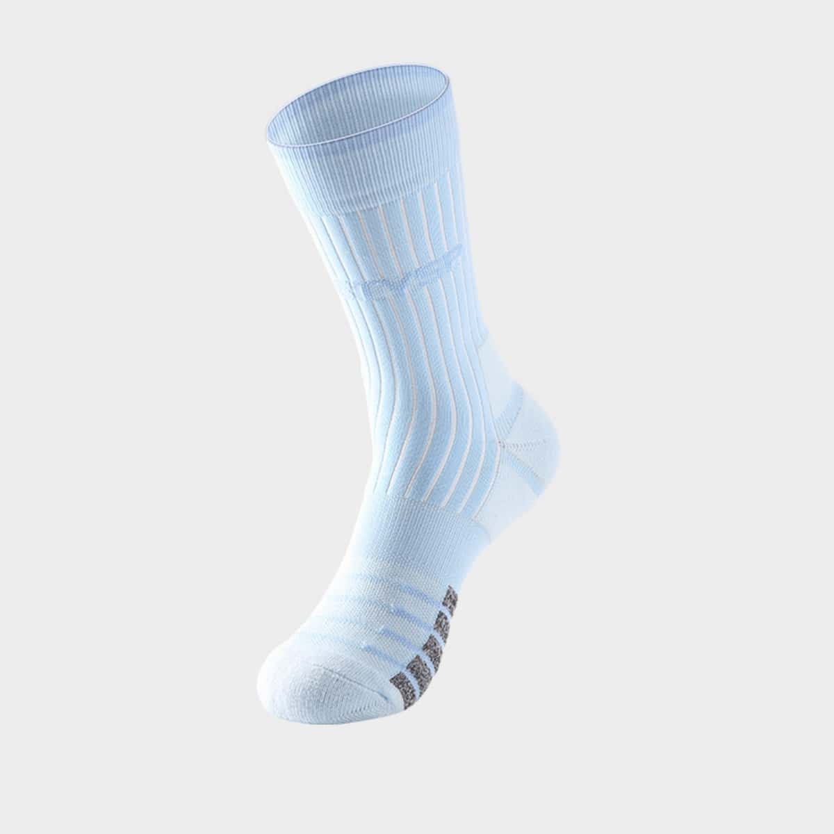 1pair Sky Blue Over-The-Calf Sports Socks - Multicolor - View 1