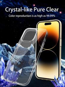 3pcs/set Transparent Soft Tpu Silicone Phone Case Compatible With Iphone 11/12/13/14 Pro Max, Clear Back Cover With Mirror, 3 Lenses & Diamond Lens Protector