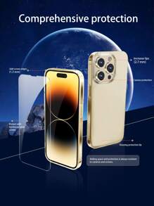 3pcs/set Transparent Soft Tpu Silicone Phone Case Compatible With Iphone 11/12/13/14 Pro Max, Clear Back Cover With Mirror, 3 Lenses & Diamond Lens Protector