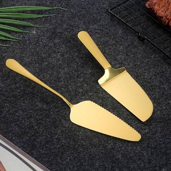 2入組/套不銹鋼蛋糕切片機和刮刀,三角形鍋鏟,比薩餅和起司鏟,烘烤廚房用具