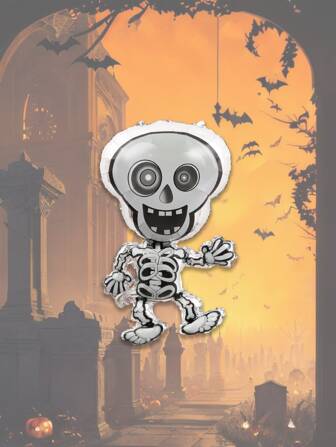 1入組萬聖節跳舞骷髏卡通風格站立的鋁箔小氣球裝飾用品