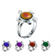BINQINGZI 1pc Creative Temperature Sensitive Alloy Sea Turtle Open Ring, Suitable For Women's Daily Wear - Multicolor - View 3