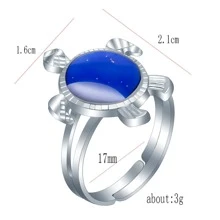 BINQINGZI 1pc Creative Temperature Sensitive Alloy Sea Turtle Open Ring, Suitable For Women's Daily Wear - Multicolor - View 4