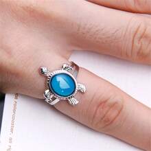 BINQINGZI 1pc Creative Temperature Sensitive Alloy Sea Turtle Open Ring, Suitable For Women's Daily Wear - Multicolor - View 5