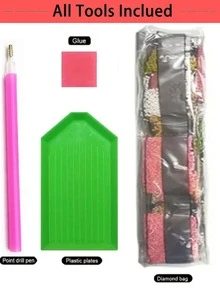 1件套奶牛圖案水鑽繪畫成套工具,水鑽繪畫套裝適用於家庭牆面裝飾禮品 - 彩色 - 查看 5