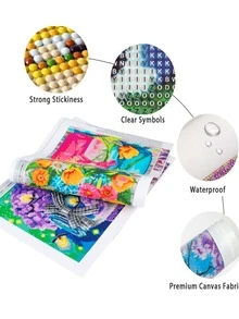 1件套奶牛圖案水鑽繪畫成套工具,水鑽繪畫套裝適用於家庭牆面裝飾禮品 - 彩色 - 查看 6