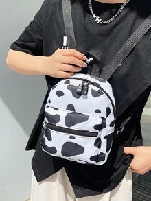 Fashionable And Cute Butterfly Pattern Double-shoulder Bag, Canvas College Style School Backpack For Sweet Girls - White - View 4