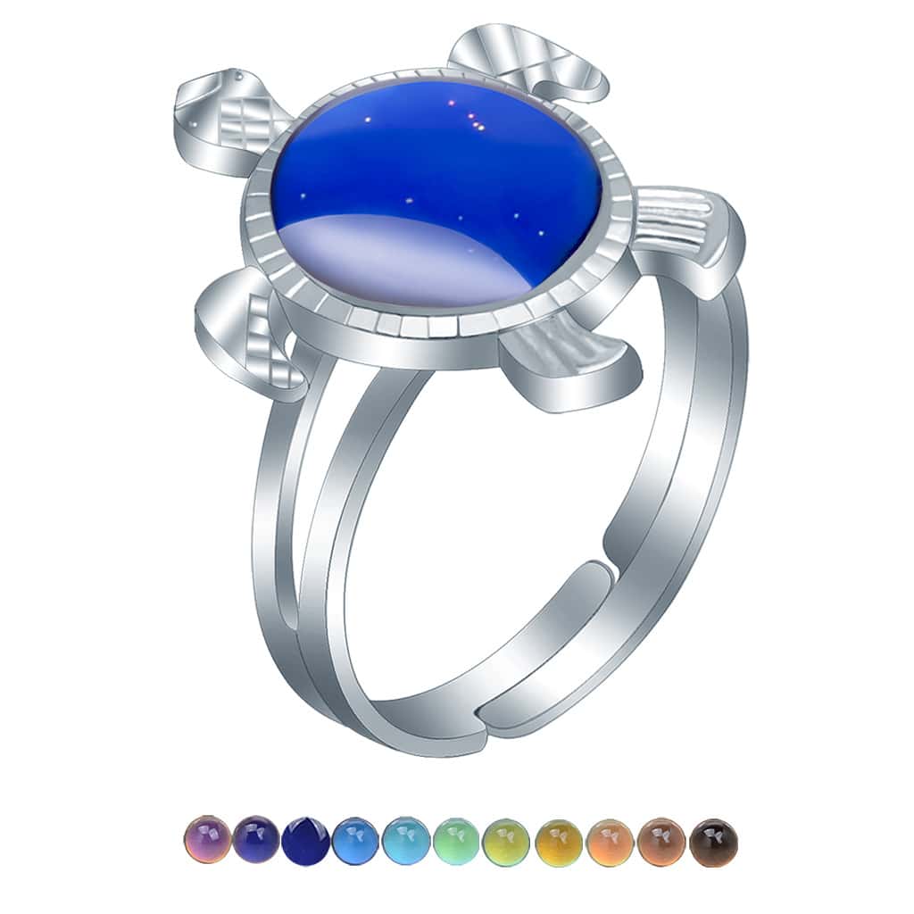 BINQINGZI 1pc Creative Temperature Sensitive Alloy Sea Turtle Open Ring, Suitable For Women's Daily Wear - Multicolor - View 1