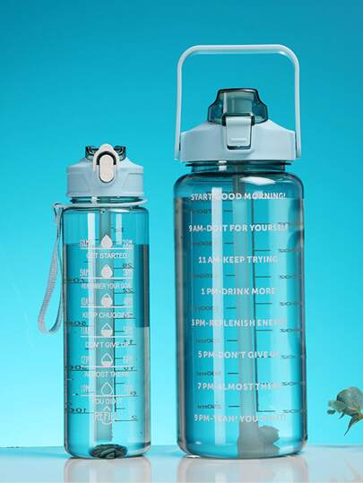 1只2000毫升或900毫升大容量綠色pc水瓶,運動健身便攜飲管杯,適用於家庭和室外旅行