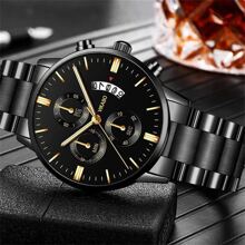 Novo Relógio Quartz de Aço Inoxidável de Luxo Simples Masculino, Relógio de Negócios da Moda